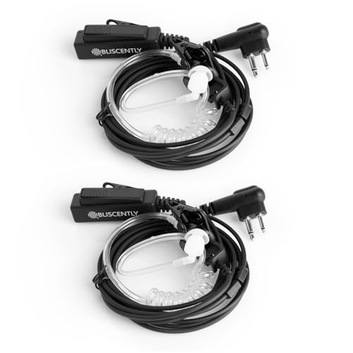 10PCS Walkie-Talkie-Compatible 2-Pin Earpiece with Mic, Covert Air Tube Design, Big PPT Compatible for CP185, CP200, CP200D, RDM2070D, BPR40, Black, Ideal for Professional Communication