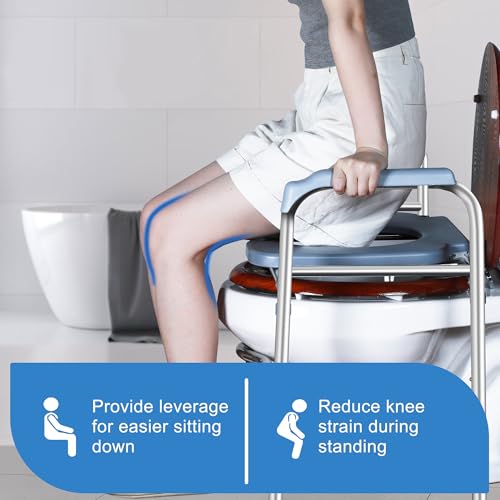 Deewow Raised Toilet Seat with Handles 400lbs, Elevated Toilet Seat Riser for Seniors with Adjustable Height, Raised Toilet Seat for Elderly, Pregnant and Handicap, Fit Any Toilet