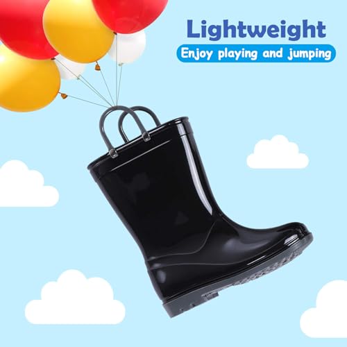 Colorxy Kids Rain Boots for Boys Waterproof Toddler Rain Boots with Easy-On Handles, Hot Pink Size Big Kid 3