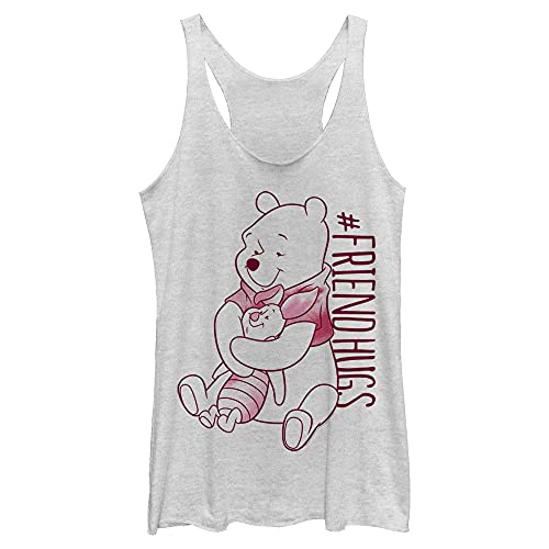 Disney Junior's Winnie Piglet Pooh Hugs Tri-Blend Racerback Layering Tank, White Heather, X-Small