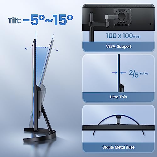 Jlink 2K Computer Monitor 32 Inch Monitor, IPS 1440P Monitor with Ultra-Thin Bezel, 104% sRGB Widescreen QHD AMD Display, Freesync and G-sync, HDMI VGA Mini DP+DP 3.5mm AUX Port, HDR Low Blue Light