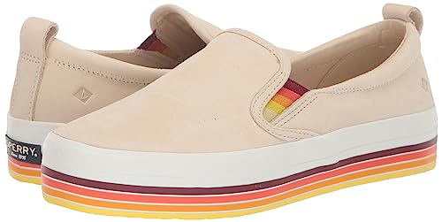 Sperry Women's Crest Twin Gore Platform Boat Shoe, White Stripe, 11