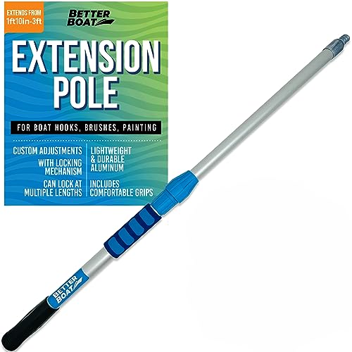 Extension Pole, Telescoping Rod, 1.8-3 ft Extendable Deck Brush Handle, Boat Hook, Painter’s Stick, 3/4" Universal End, Twist Lock, for Paint Rollers, Mops, and Long Reach Tasks