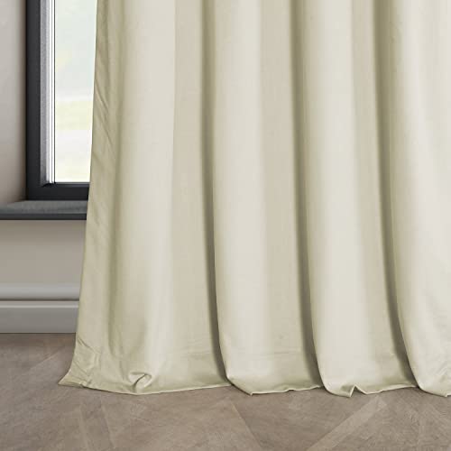HPD Half Price Drapes Grommet Plush Velvet Curtains 84 Inches Long Room Darkening Curtains for Bedroom & Living Room (1 Panel), 50W x 84L, Au Lait Creme