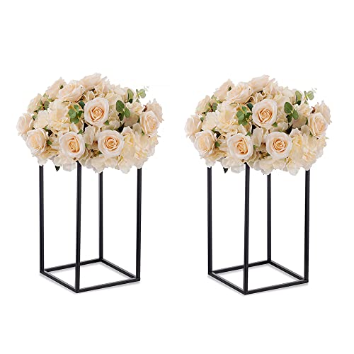 Black Plant Stand Pedestal Stand - 2 Pcs Metal Plant Stand, 15.75in Tall Flower Stand Vase Flower Holder, Wedding Centerpieces for Table, Corner Planter Pot Rack for Living Room, Home, Patio Decor