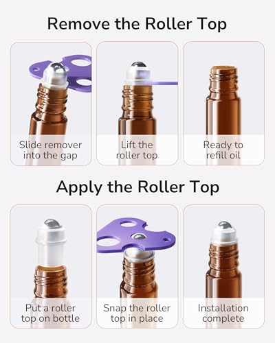 ULG Essential Oil Roller Bottles 4 Pack 10ml Amber Glass Empty Bottles with Stainless Steel Roller Balls