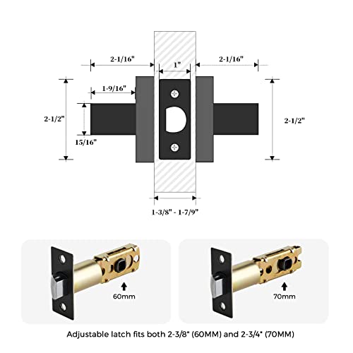 Ravinte 1 Pack Heavy Duty Door Lever Door Lock Square Door Handle Right Left Handing Lever Set Matte Black Finish Privacy Door Levers for Bed and Bath Room Keyless Interior Handles Door Lock Set