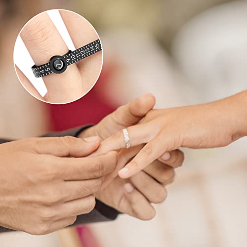 Ring Sizer 1-17 REIDEA Measuring Tool with Magnified Glass, Reusable Finger Size Gauge Jewelry Sizing Tool USA Rings Size (Black Sizer Silver Scale)