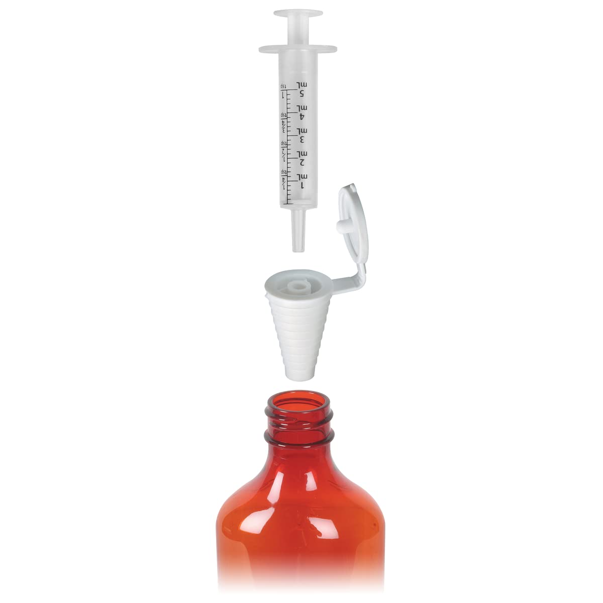 EZY DOSE Kids Baby Oral Syringe & Dispenser Calibrated for Liquid Medicine, Reduce Mess, Easy Way to Orally Administer Medication, 5 mL/1 TSP, Includes Bottle Adapter, Clear, BPA Free