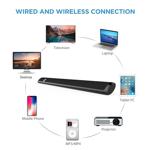 Assistrust TV Sound Bar, Sound Bars for TV Wired & Bluetooth Soundbar with Wireless Bluetooth/HDMI/Opt/RCA/AUX/Coax/Remote Control (36 inch)