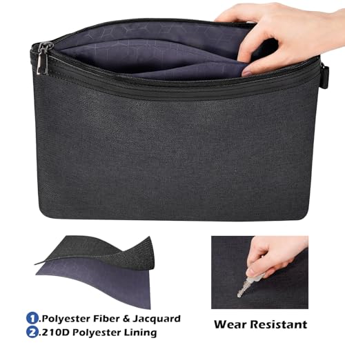 ECHSRT File Folder Document Organizer for Travel, Document Bag Zipper Pouch for Men & Women Black