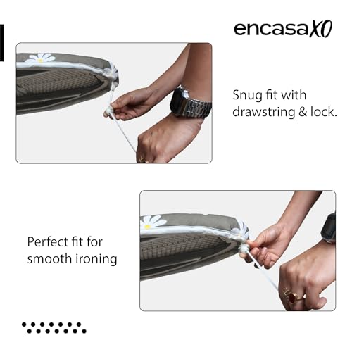 Encasa XO Ironing Board Cover and Pad 42"x14" - Thick 3mm Felt Padding, Drawstring Tightening & Lock, Easy Fit, Scorch & Stain Resistant, Fits Medium Ironing Board - Zig Zag Peri