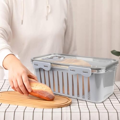 FIRJOY Bread Storage Container for Homemade Bread (1 Pack L Container - Gray)