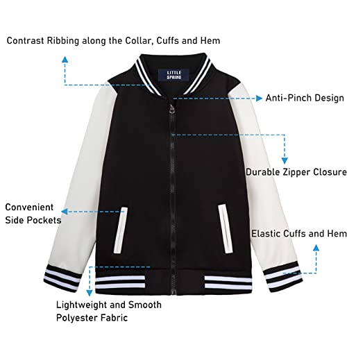 LittleSpring Kids Varsity Jacket Red 3T Quick Dry Girls Baseball Jacket Casual Sport for Boys Clothesl