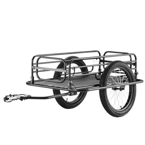 VEVOR Bike Cargo Trailer, 275 lbs Load Capacity, Heavy-Duty Bicycle Wagon Cart, Foldable Compact Storage & Quick Release with Universal Hitch, 20" Wheels, Fits Most Bike Wheels, Carbon Steel Frame