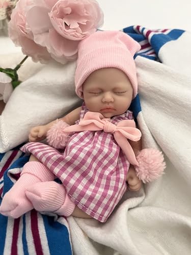 MYREBABY 7 Inch Mini Reborn Baby Dolls ，Silicone Full Body Baby Soft Skin Mini Realistic Newborn Baby Dolls Real Life Tiny Baby Doll with Feeding Accessories-1