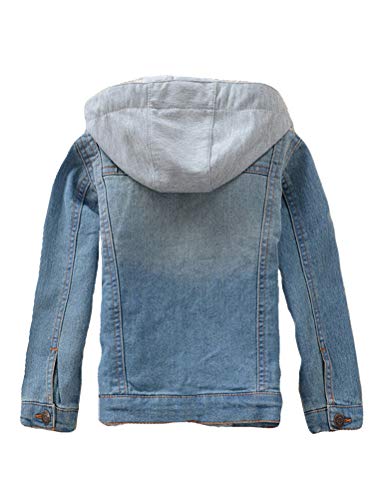Mallimoda Kids Boys Girls Hooded Denim Jacket Zipper Coat Outerwear Style 2 Blue 2-3 Years