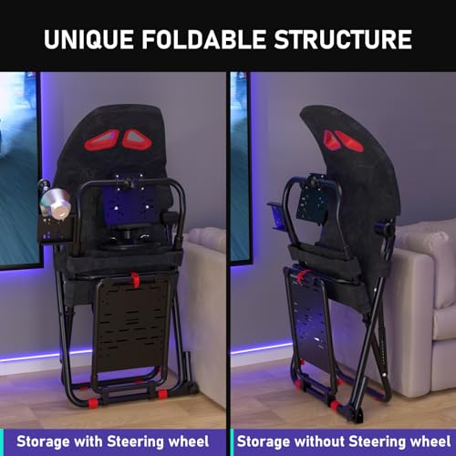 RACGTING Racing Simulator Cockpit for G920 G29 G923, Foldable Racing Simulator for Thrustmaster T248X T248 T300 T150 458 TX Xbox PS5 PS4 PC (Black)