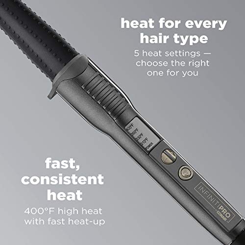 INFINITIPRO BY CONAIR Silicone Shine 1-Inch to 1/2-Inch Curling Wand, Tapered wand produces beachy waves