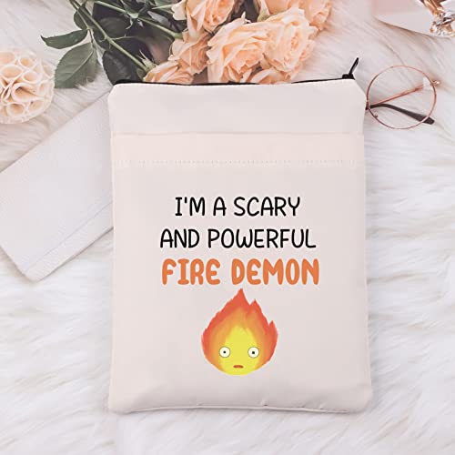 MNIGIU Anime Fire Demon Book Sleeve Flame Merch I'm A Scary and Powerful Fire Demon Book Protector Cover Anime Castle Gift