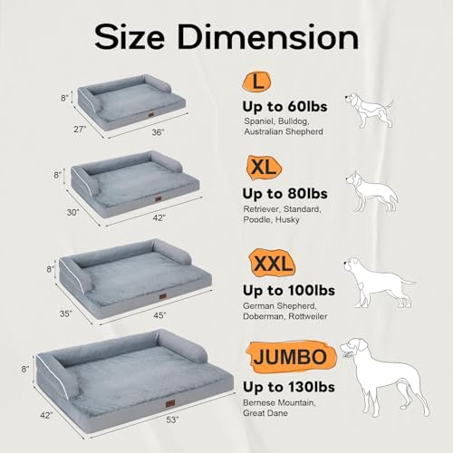 Orthopedic Large Dog Bed Washable, Orthopedic Dog Bed with Washable Removable Cover, XLarge Orthopedic Dog Beds for Large Dogs, Waterproof Pet Beds and Non-Slip Bottom, Extra Purple Large Dog Bed