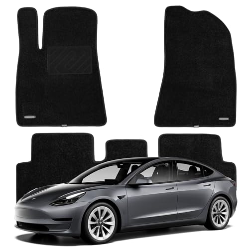 WENNEBIRD Superior Carpet Floor Mats for 2017-2023 Tesla Model 3, Premium All Weather Anti-Slip Waterproof Floor Liners, 0.6 Inch Thickness Rugs, Car Interior Accessories - 3pc