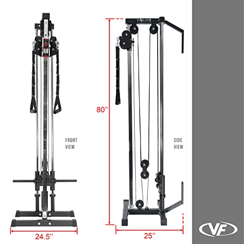 Valor Fitness Wall Mount Cable Machine – Adjustable Dual Pulley System with 16 Positions, LAT Pull, Strap Handles & Attachments – Max Weight 200 LB – Ideal Home Gym Equipment for Strength Training