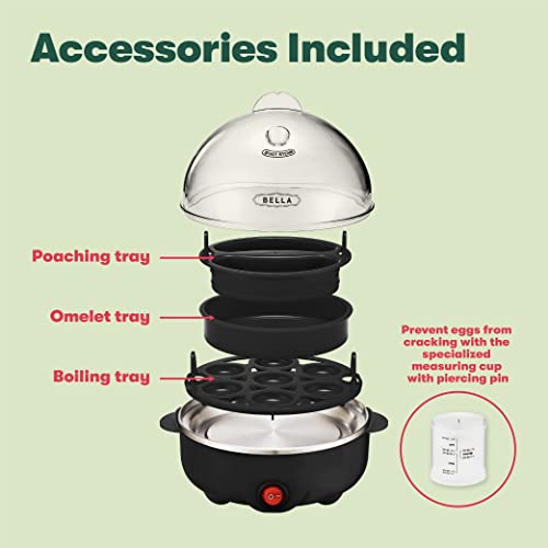 BELLA Electric Egg Cooker and Poacher, 7 Egg Capacity, Black