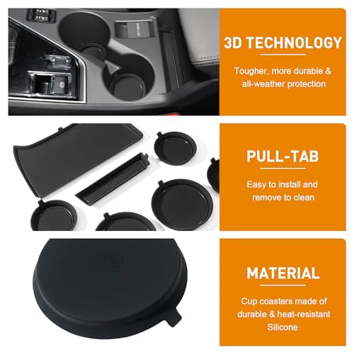Cup Holder Inserts Liners for Subaru Crosstrek 2024 2025 Impreza Accessories, Silicone Cup Holder Mat, Car Cup Coaster Trim Non-Slip Anti-Dust Interior, Custom Door Slot Pad (8 Pcs, Black Trim)