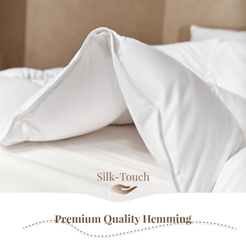 HOMCHANG GOOSE Down Comforter King Size, Winter Heavyweight Feather Down Comforter, Warm Comforter, Noiseless Turning Down Duvet, Winnner of Muse Creative Awards (106"x90", White)