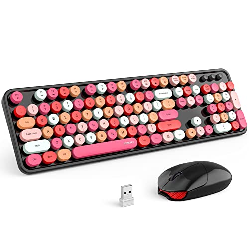 MOFii Wireless Keyboard and Mouse Combo, 2.4G Slim Full-Sized Colorful Keyboard Mouse for PC Desktop Laptops Windows (Purple Colorful)