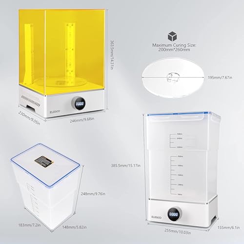 ELEGOO Mercury XS Bundle with Separate Wash and Cure Station for Large Resin 3D Printed Models, Compatible with Saturn and Mars LCD 3D Printers, with a Handheld UV Lamp