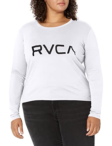 RVCA Women's RED Stitch Long Sleeve Graphic TEE Shirt, Big White, Small