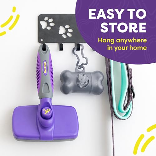 Hertzko Dog & Cat Brush, Dog Brush for Shedding, Cat & Dog Grooming, Self Cleaning Slicker Brush for Pets, Grooming Brushes for Long Short Haired Dogs Cats, Deshedding Brush, Rake, Comb - Aqua