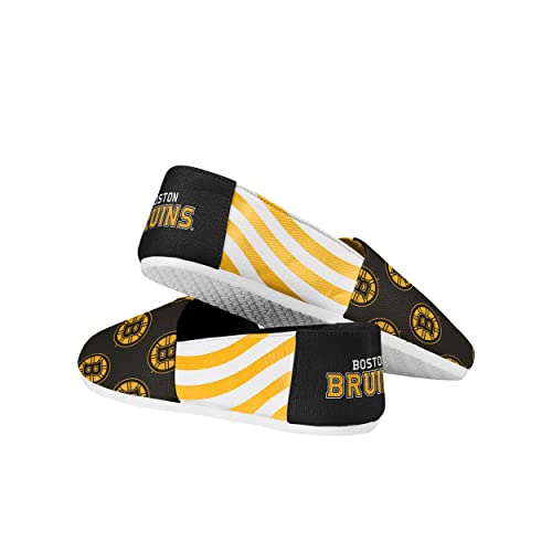 FOCO NHL Boston Bruins Women's Canvas Stripe Shoes, X-Large (11-12), Black