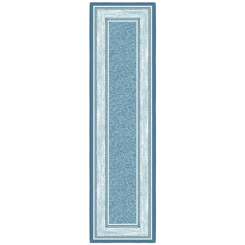 Machine Washable Border Design Non-Slip Rubberback 2x5 Modern Runner Rug for Hallway, Kitchen, Living Room, Bedroom, Entryway, 20" x 59", Red/Beige