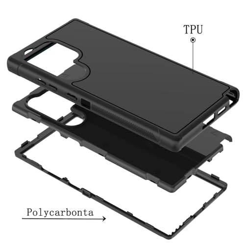 Probeetle for Samsung S24 Ultra Case,Galxay S24 Ultra Case with HD Screen Protector [3 Layer] Shock Proof Protective Full Body Drop Protection Phone Case for Galaxy S24 Ultra 5GCase(Black)