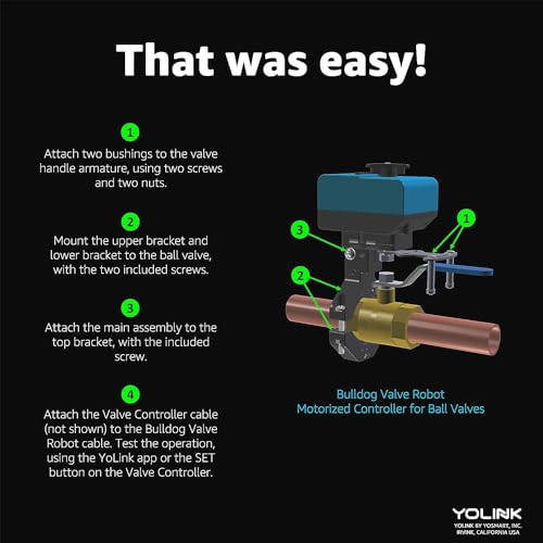 YoLink Smart Water Valve Controller 2, with Bulldog Water Valve Manipulator, Easy No-Plumber DIY Installation, Remote Control, Compatible with Alexa/Google Assistant, IFTTT - YoLink Hub Required