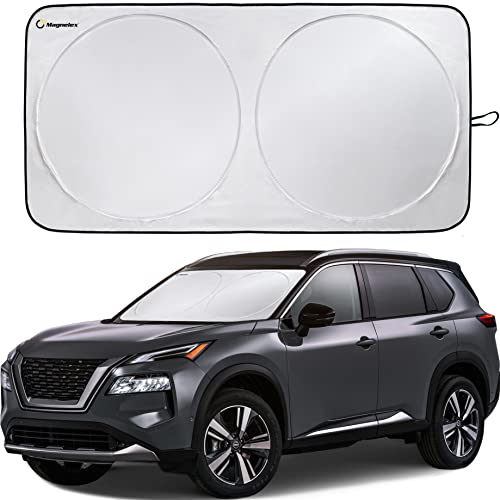 Magnelex Tesla Windshield Sun Shade (Model 3/Y), Reflective Polyester Blocks Heat & Sun, Foldable Car Window Sun Blocker, Mirror Cut-Out, Fade-Resistant Sunshade, Tesla 3 Accessories