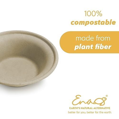 100% Compostable Paper Bowls [11.5oz 50 Pack] Soup Bowls, Pasta Bowls, Cereal, Salad, Ice Cream, Disposable Bamboo Small Bowls, Biodegradable, Unbleached by Earth's Natural Alternative