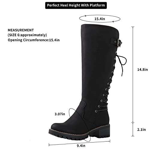 GLOBALWIN Women’s Black Lace Up Back Boots Knee High Boots Fashion Boots For Women 11M