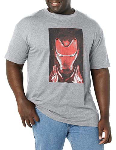 Marvel Big & Tall Red Ironman Men's Tops Short Sleeve Tee Shirt, Athletic Heather, Large