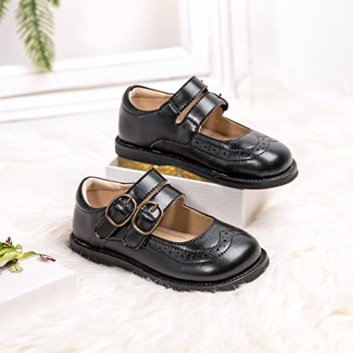 GINFIVE Toddler Little Girls Mary Janes Flats Girls Dress Shoes Kids Blue Shoes Size 7