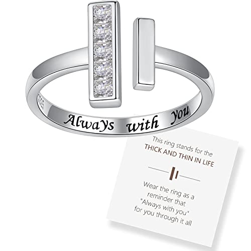 Sterling Silver Thick and Thin Ring: Mother Daughter Sister Friend Through Thick and Thin Ring Always with You Christmas Jewelry Gifts for Wife Girlfriend (Size 6-7)