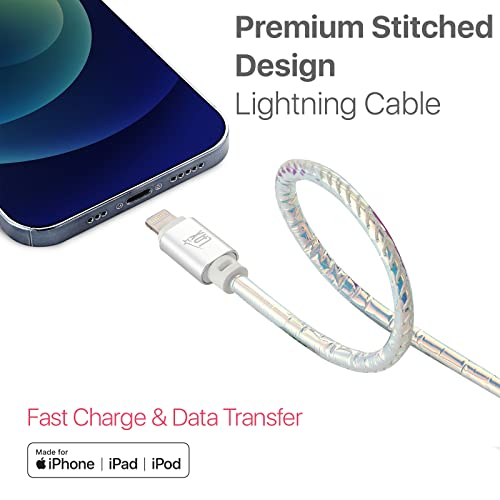 LAX Premium Stitched [Apple MFi Certified] Fast Charger iPhone Lightning Cable, iPhone Cord Compatible with iPhone 14/13 /12/11 Pro Max/XS MAX/XR/XS/X/8/7/6S/SE/iPad, iPod & More - (6FT-Chrome)