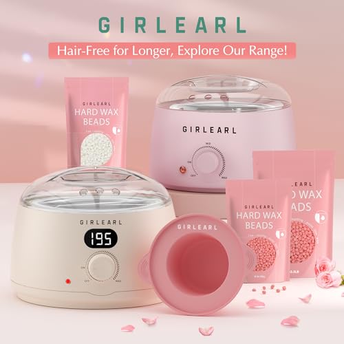GIRLEARLE Hard Wax Beads, 1lb Wax Beans for Hair Removal Sensitive Skin with Rose Formula, Perfect for Full Body, Facial, Brazilian Bikini, and Legs at Home Wax Refill for Women Men (pink)