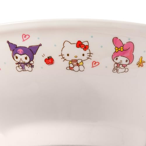 Silver Buffalo Hello Kitty and Friends Little Twin Stars, Pompompurin, Pochacco, Cinnamoroll, Kuromi, My Melody, and Keroppi Ceramic Ramen Noodle Rice Bowl with Chopsticks, Microwave Safe, 30 Ounces