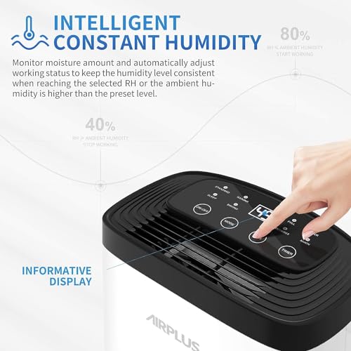 AIRPLUS Dehumidifier for Basement, 1,500 Sq. Ft Powerful Dehumidifier for Home,Large Rooms, Bedrooms, Sufficient Capacity Water Tank with Drain Hose -30 Pints(AP1907)