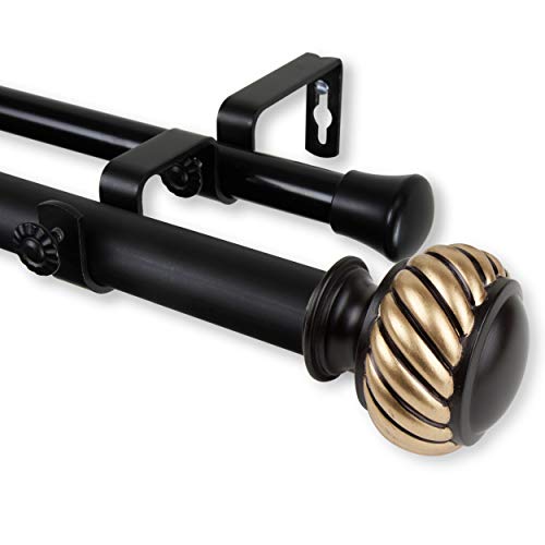 Rod Desyne 1" Baldir Double Curtain Rod, 28-48", Black