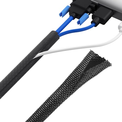 Wire Cord Protector, Wire Loom Tubing, Cable Sleeve Split Sleeving for Computer Electrical Wire Organizer Sleeve Hose (2"-10Ft)